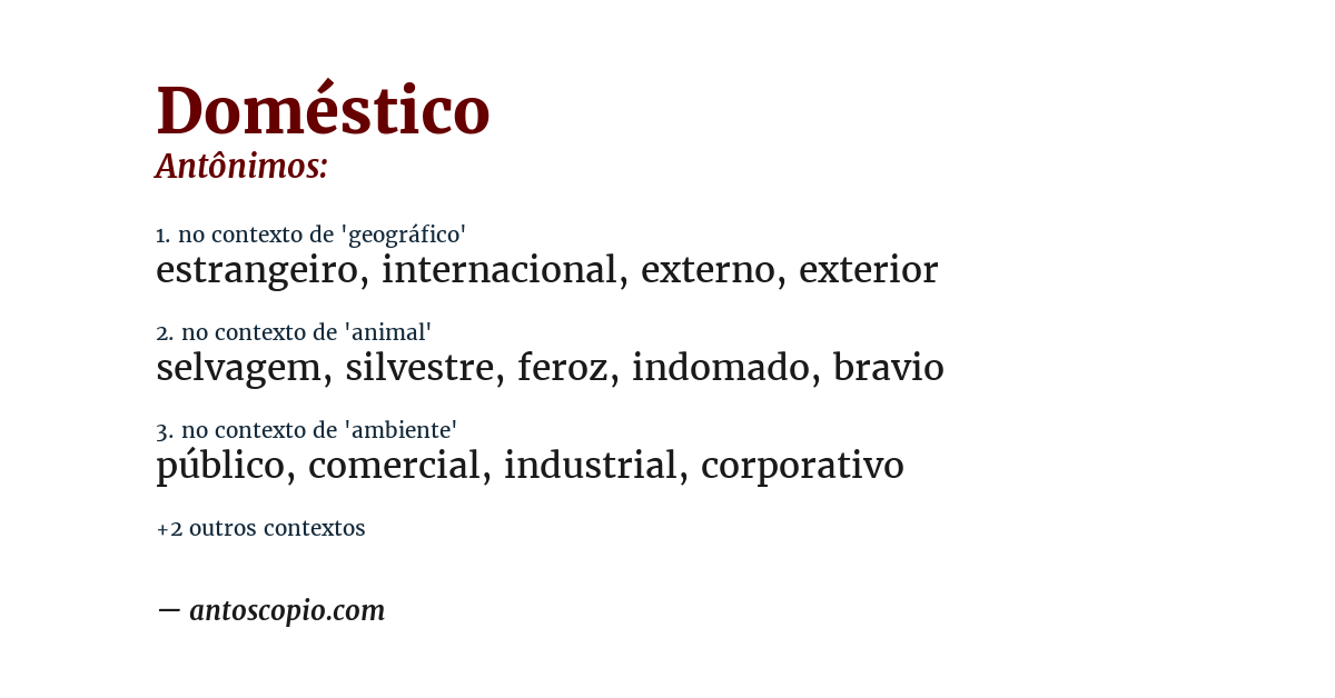 Antônimo de doméstico