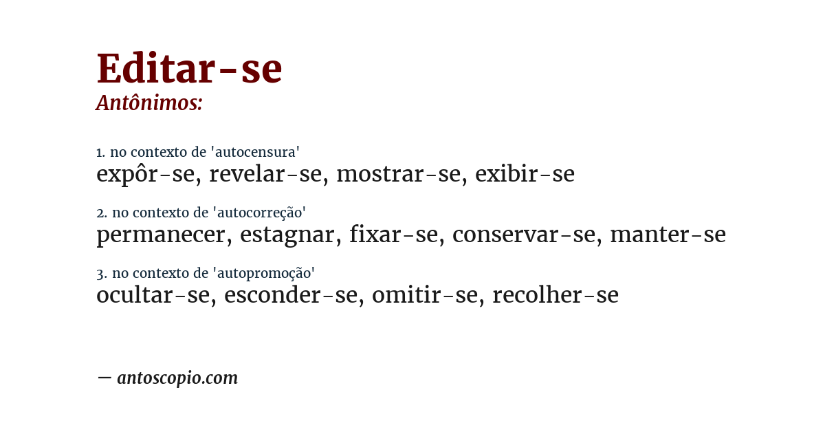 Antônimo de editar-se