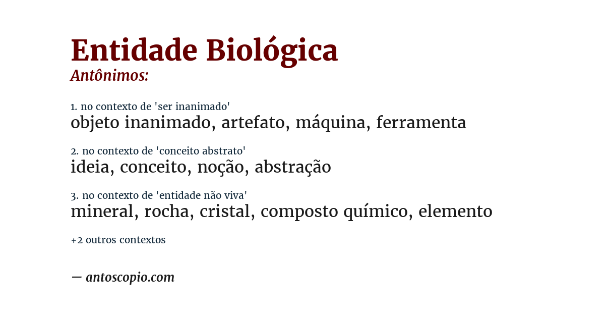 Antônimo de entidade biológica