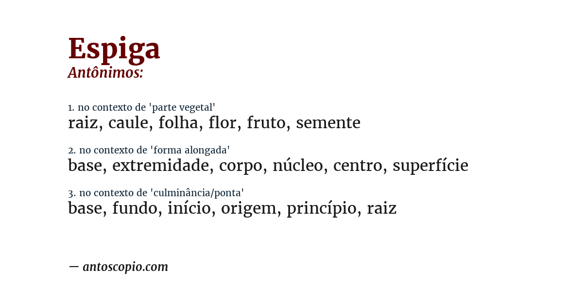 Antônimo de espiga
