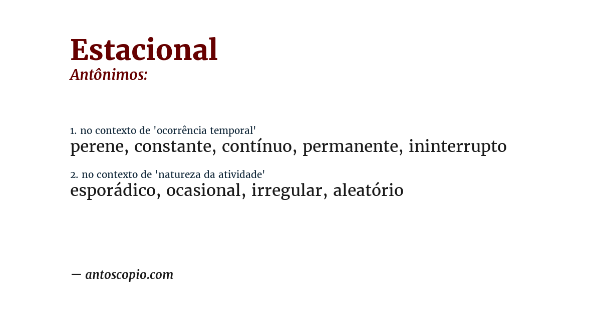 Antônimo de estacional