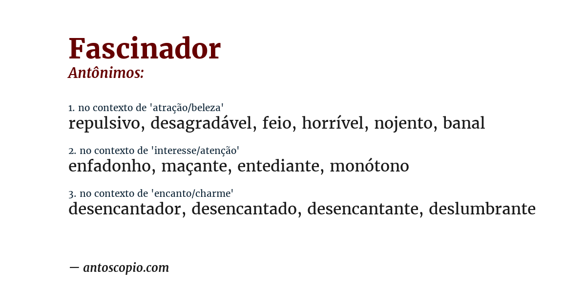 Antônimo de fascinador