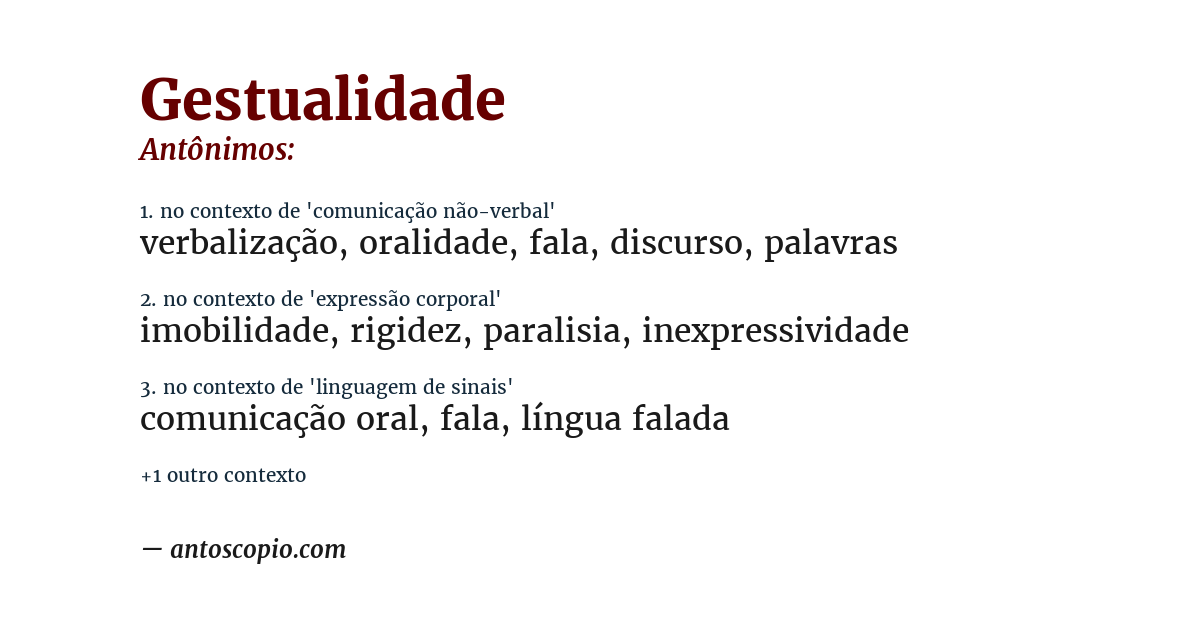 Antônimo de gestualidade