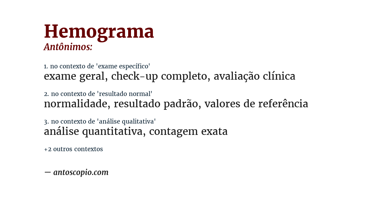 Antônimo de hemograma