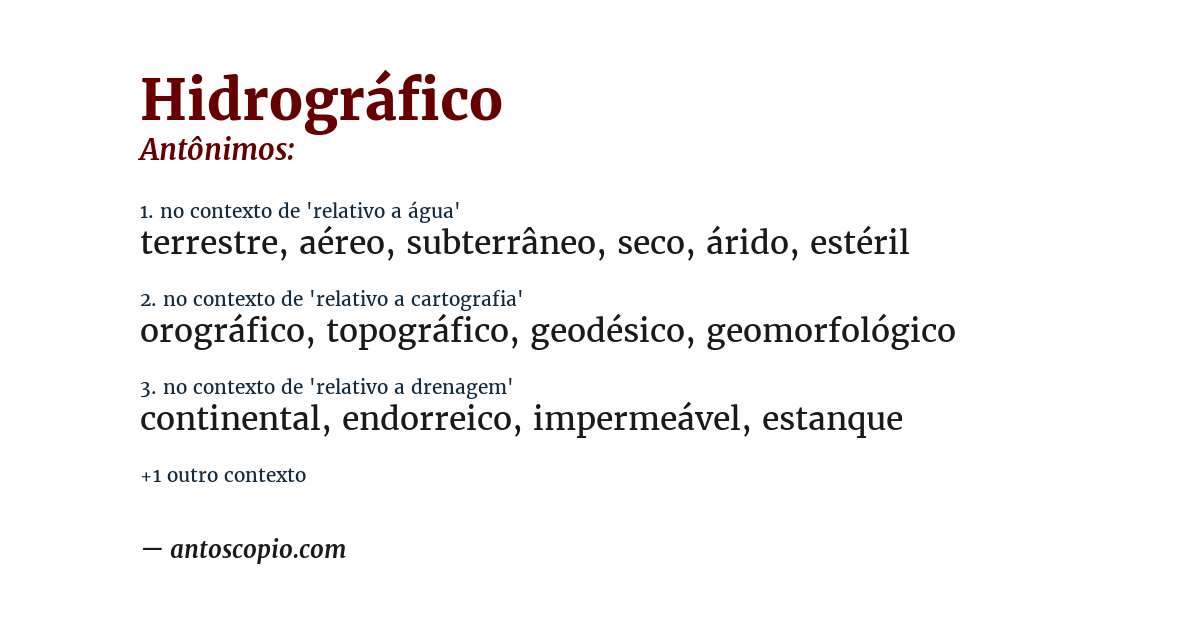 Antônimo de hidrográfico