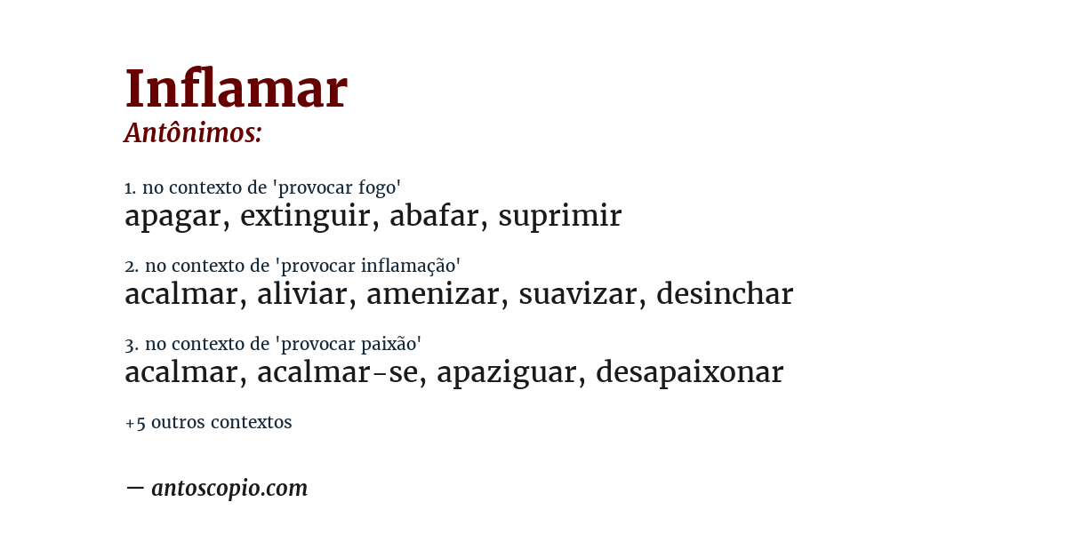 Antônimo de inflamar