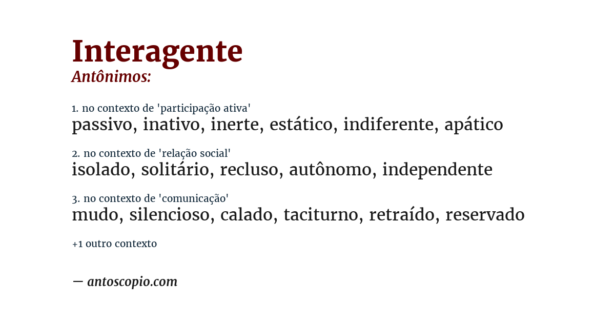 Antônimo de interagente