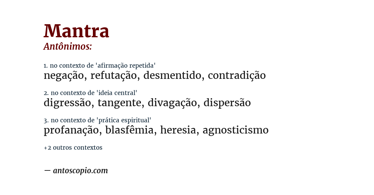 Antônimo de mantra