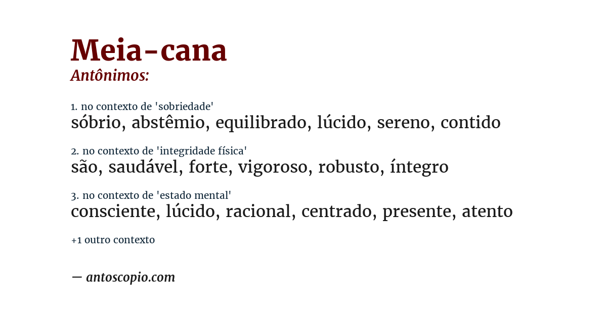 Antônimo de meia-cana
