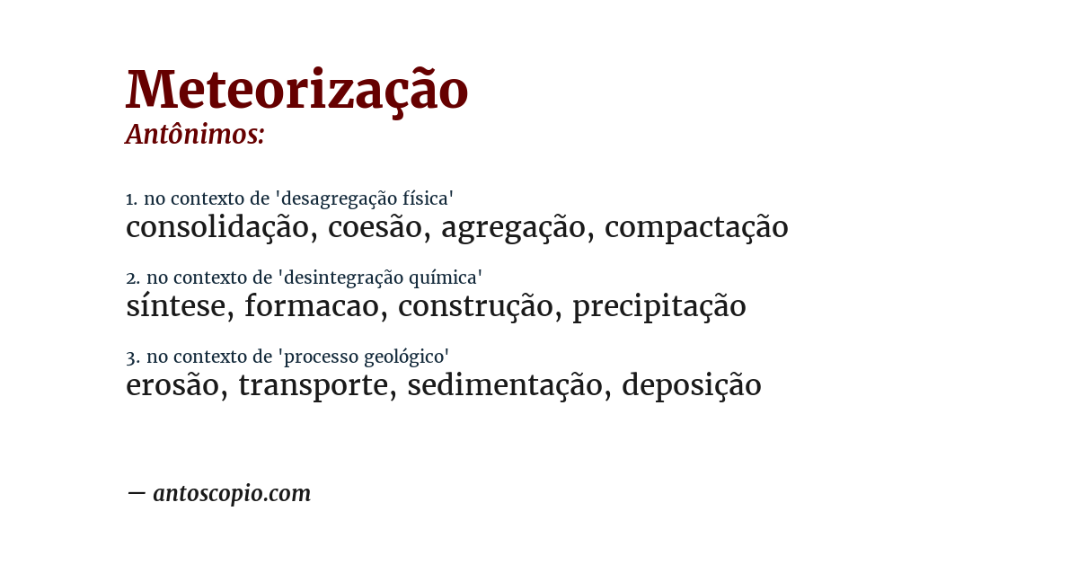 Antônimo de meteorização