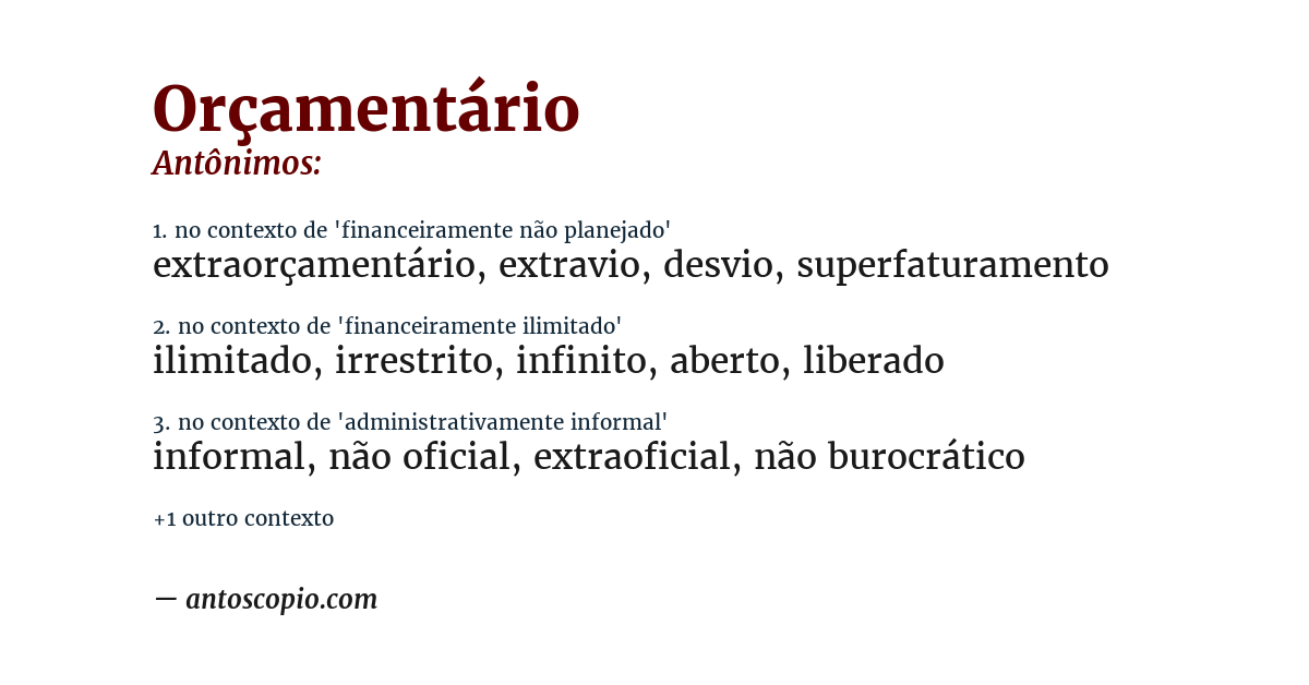 Antônimo de orçamentário