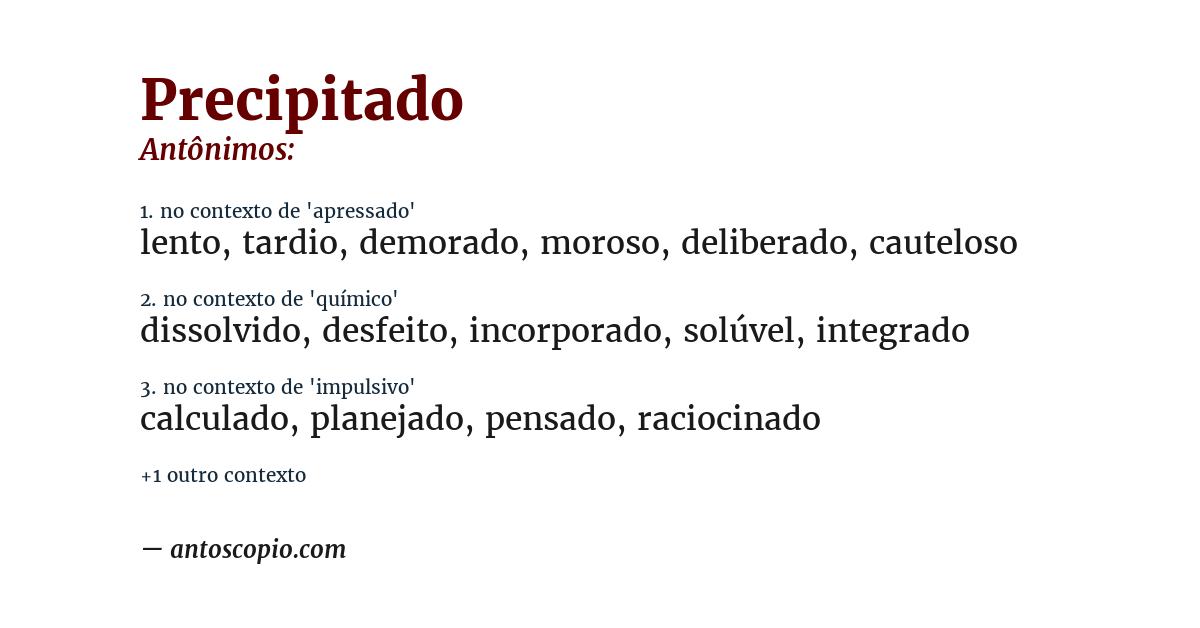 Antônimo de precipitado