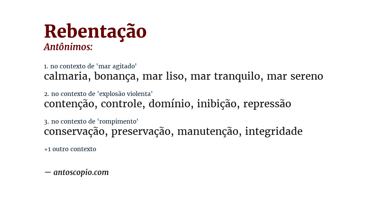 Antônimo de rebentação