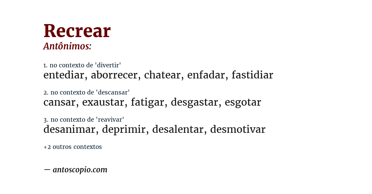 Antônimo de recrear