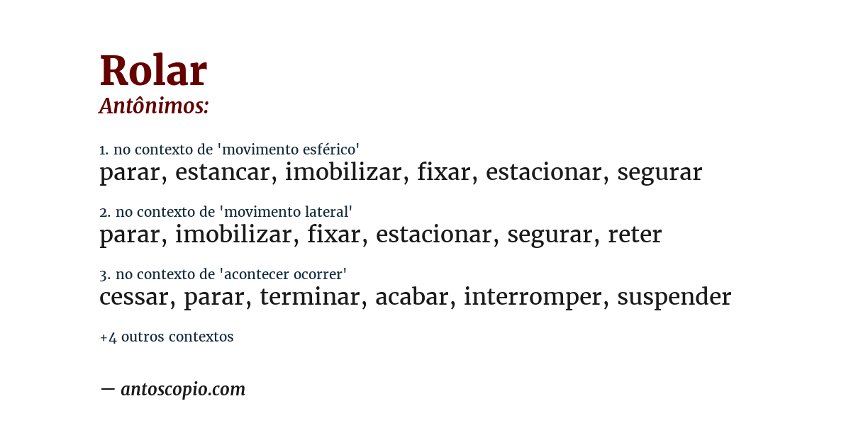 Antônimo de rolar