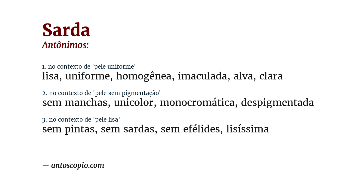 Antônimo de sarda