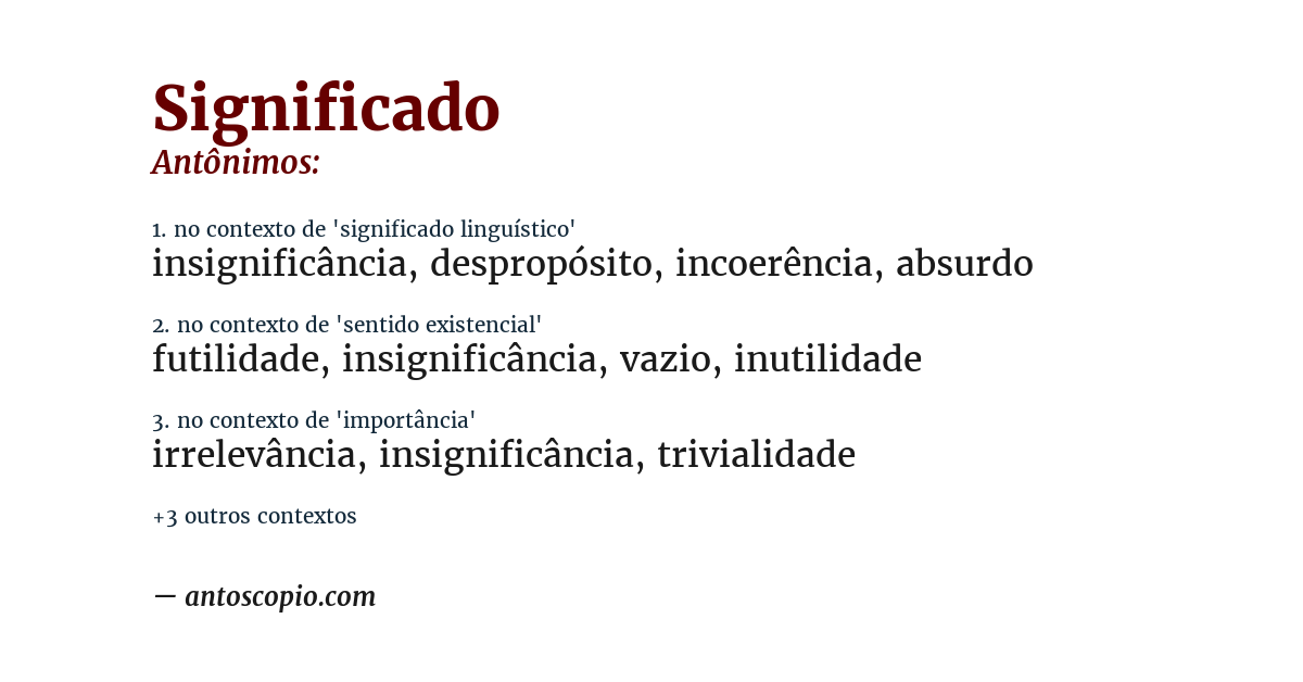 Antônimo de significado