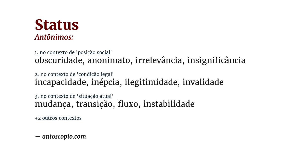 Antônimo de status