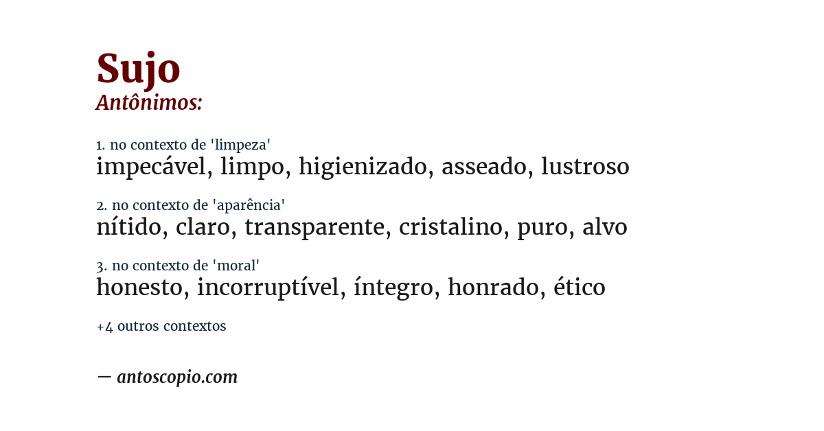 Antônimo de sujo