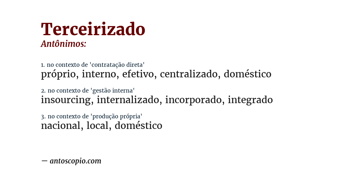 Antônimo de terceirizado