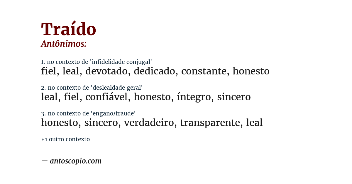 Antônimo de traído