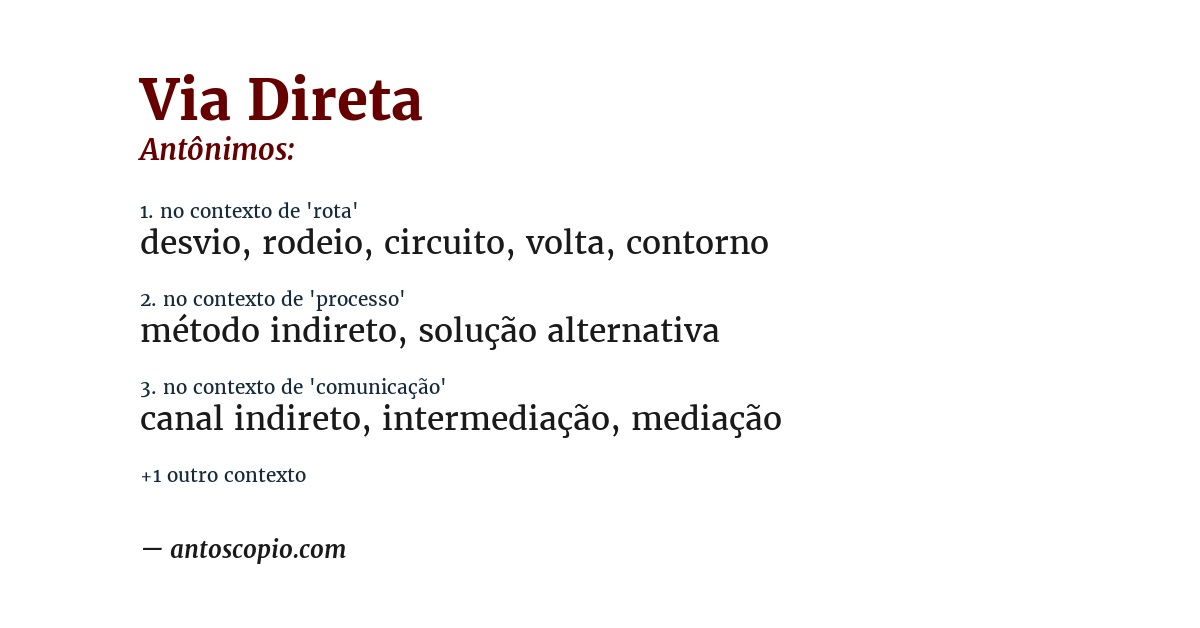 Antônimo de via direta