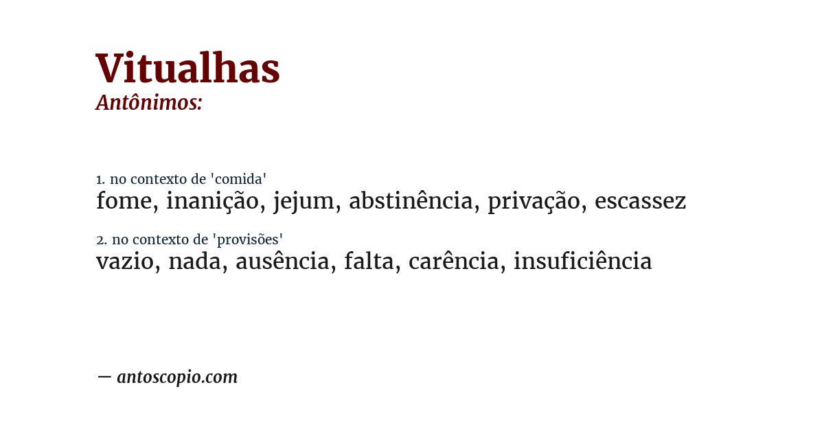 Antônimo de vitualhas