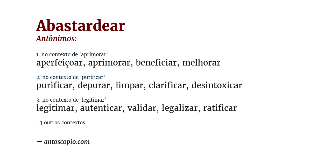 Antônimo de abastardear