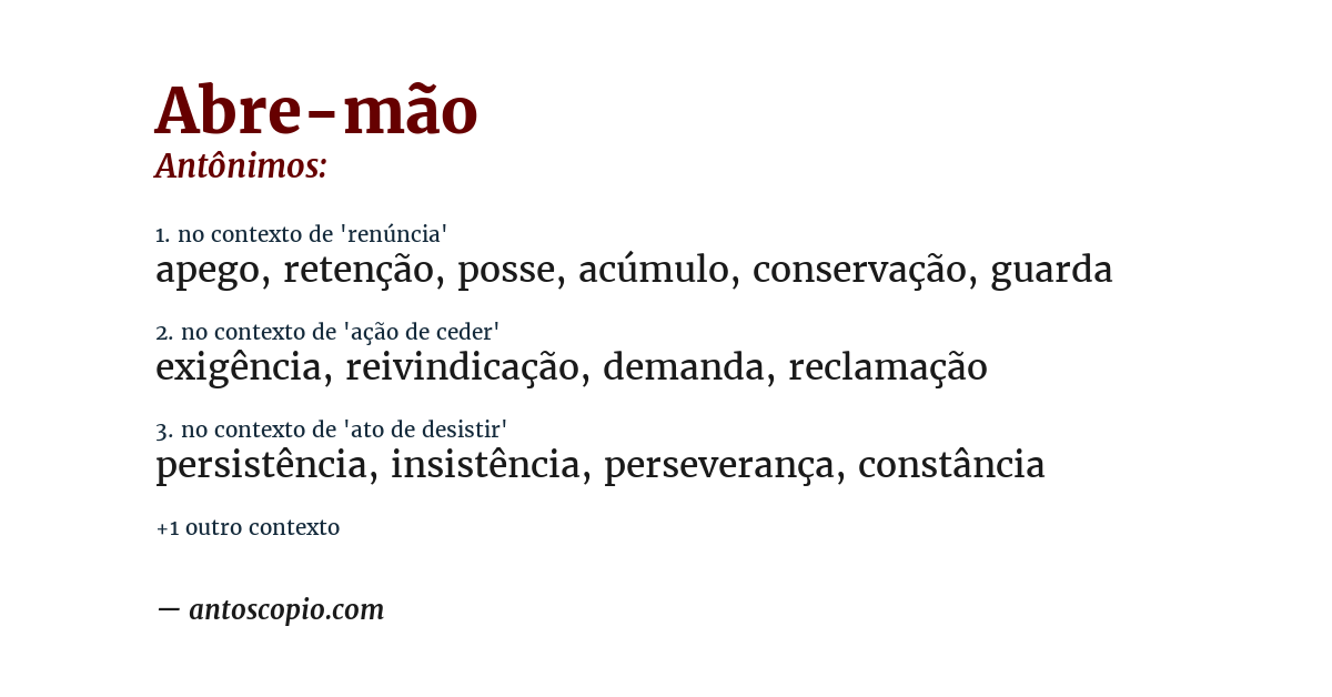 Antônimo de abre-mão