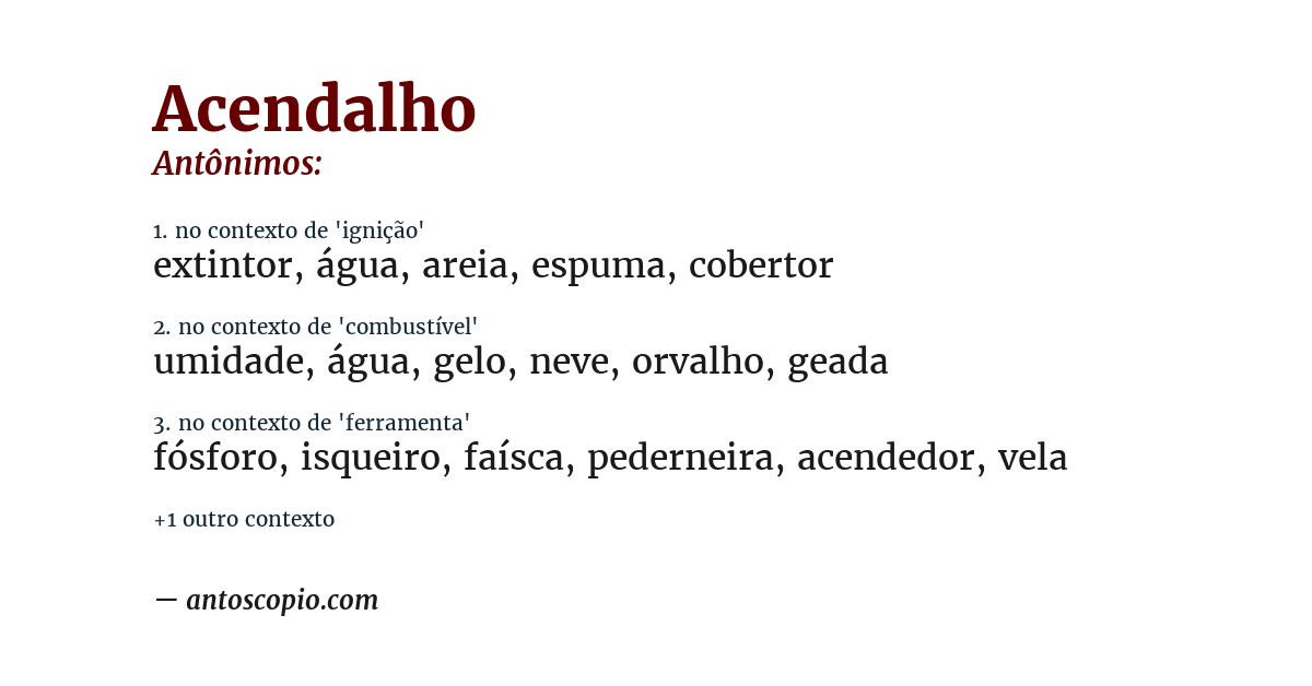 Antônimo de acendalho