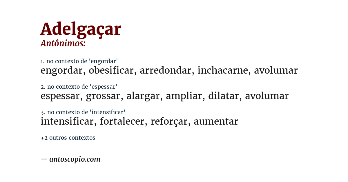 Antônimo de adelgaçar