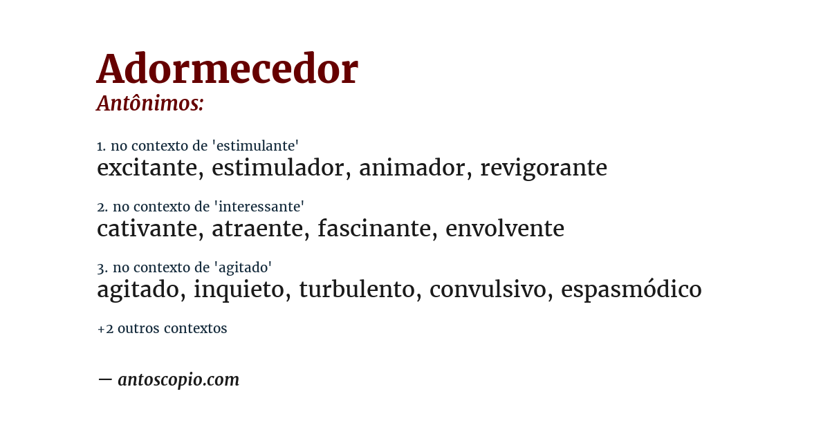 Antônimo de adormecedor