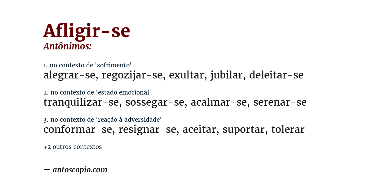 Antônimo de afligir-se