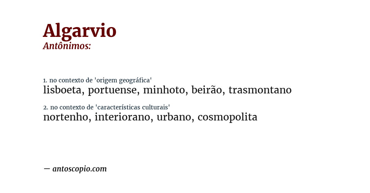 Antônimo de algarvio