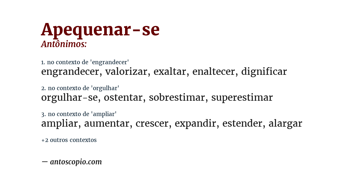 Antônimo de apequenar-se