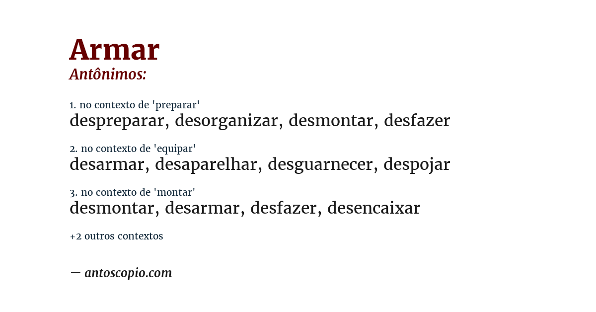 Antônimo de armar