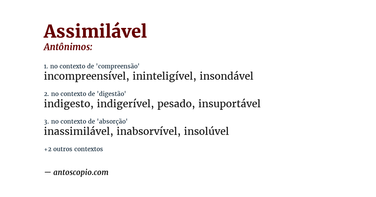 Antônimo de assimilável