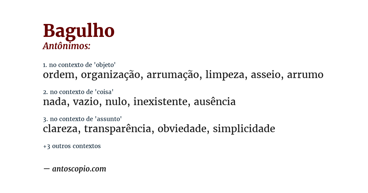 Antônimo de bagulho