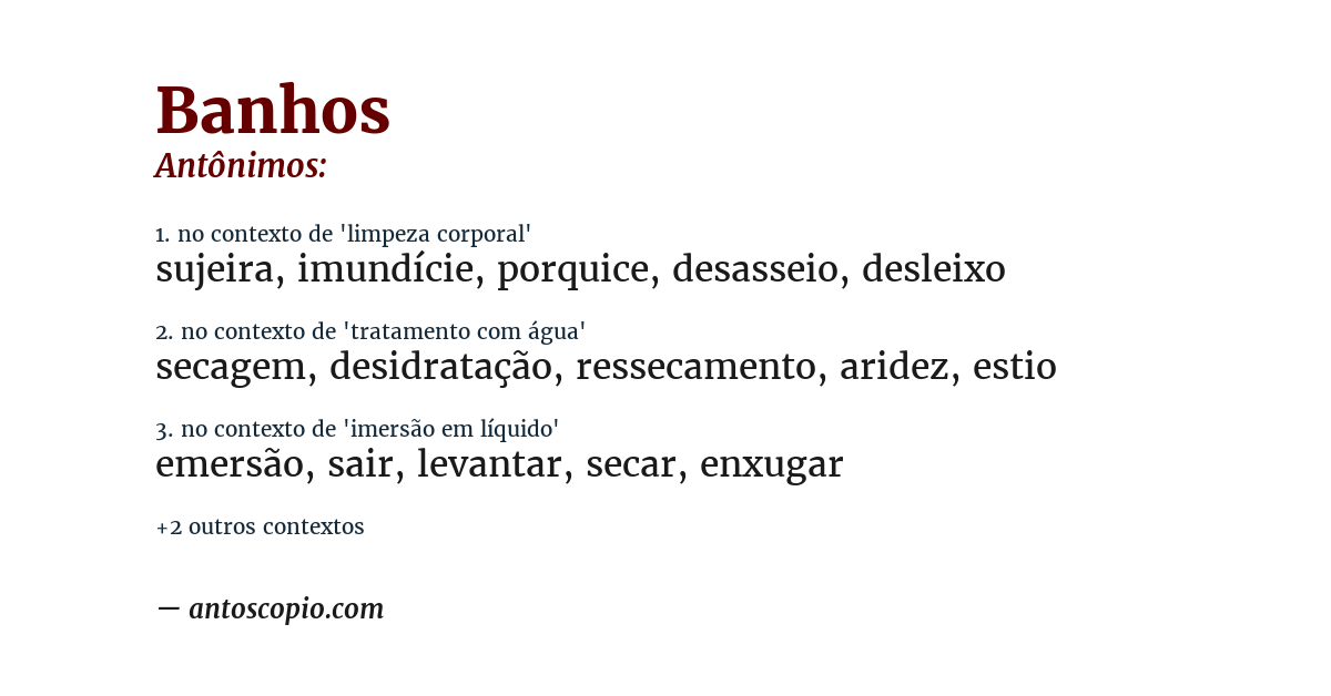 Antônimo de banhos