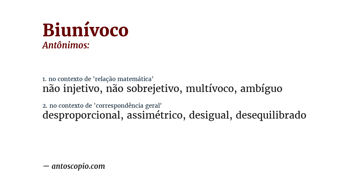 Antônimo de biunívoco