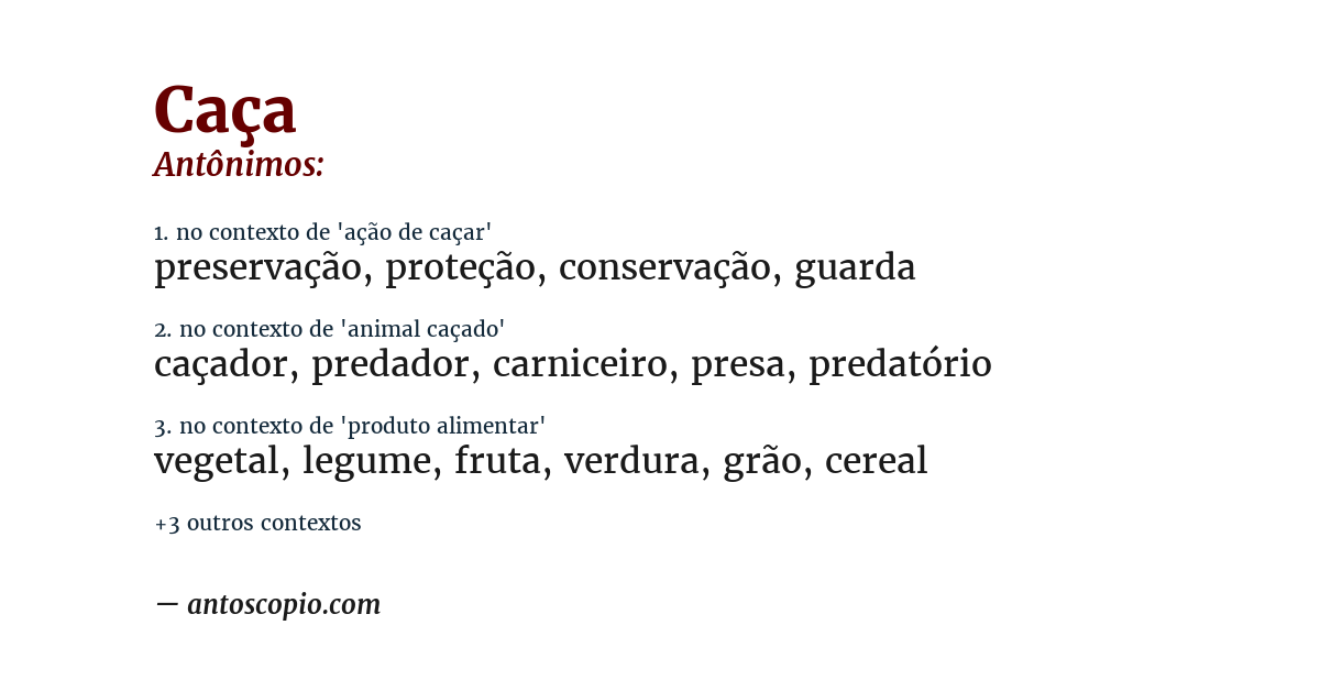 Antônimo de caça