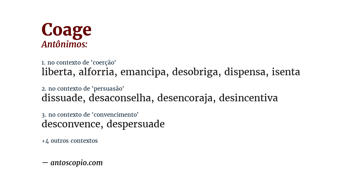 Antônimo de coage