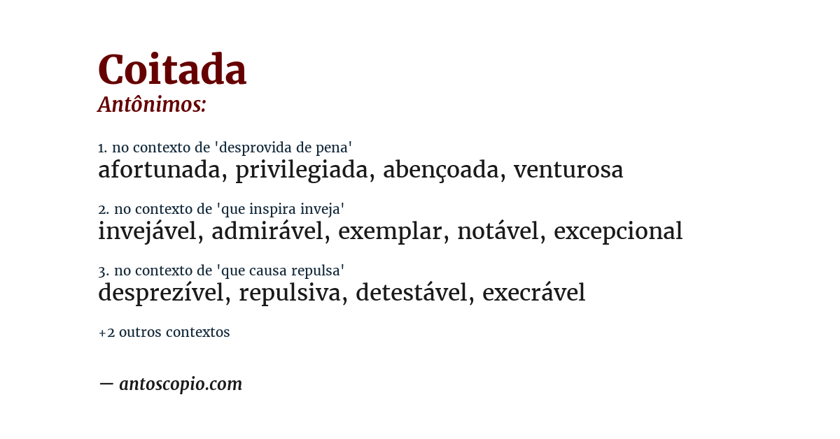Antônimo de coitada