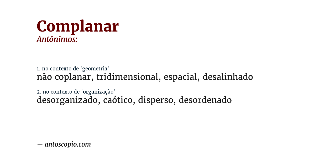 Antônimo de complanar