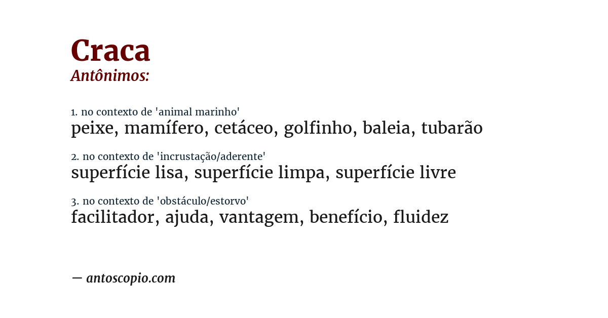 Antônimo de craca