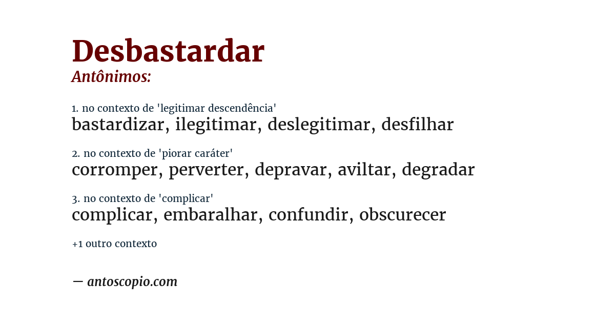 Antônimo de desbastardar