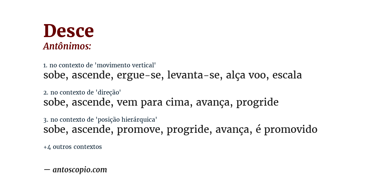 Antônimo de desce