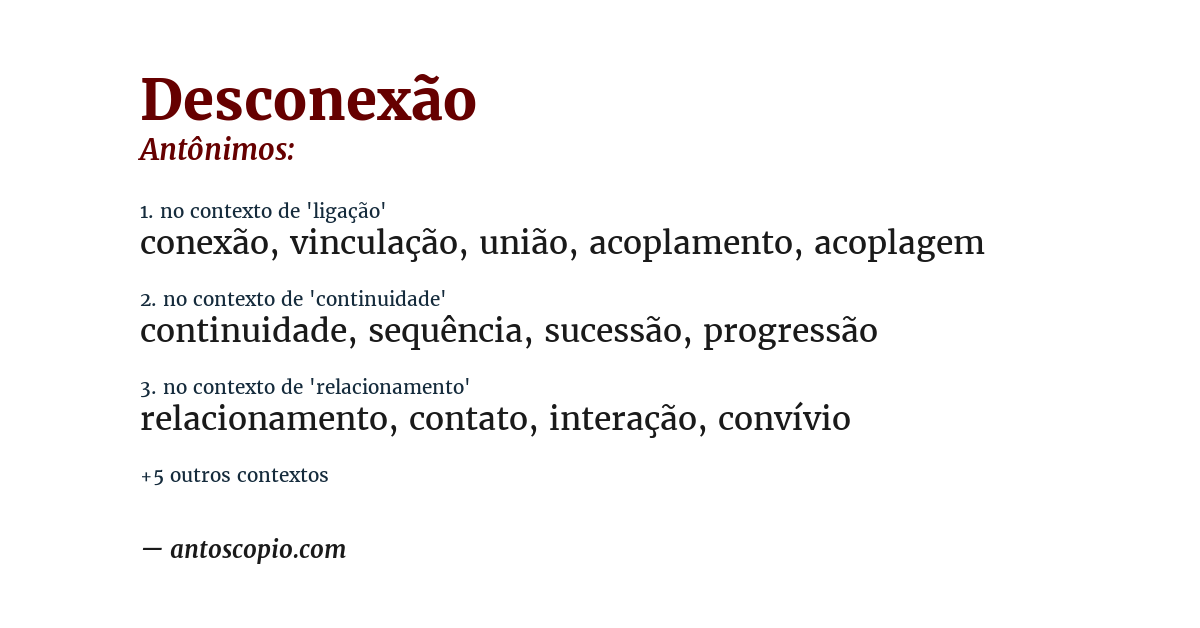 Antônimo de desconexão