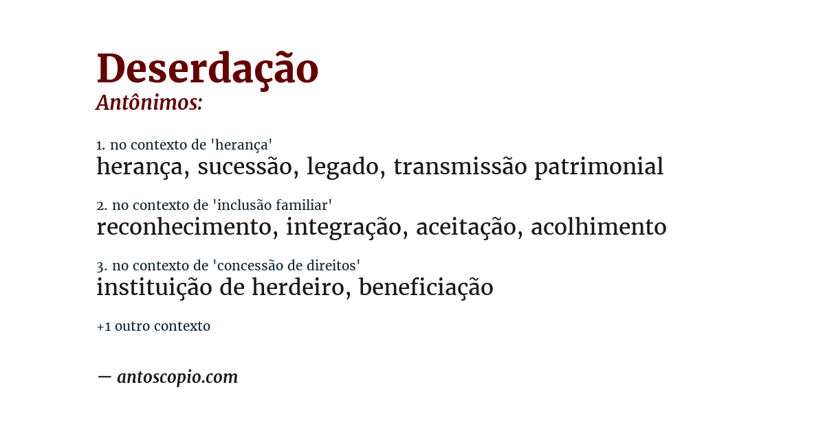 Antônimo de deserdação