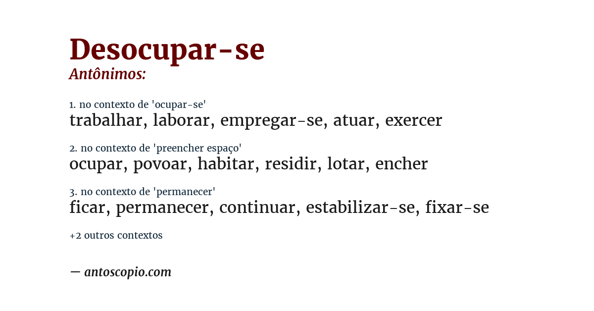Antônimo de desocupar-se